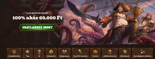 FatPirate üdvözlő bónusz – 100% akár 150.000 Ft-ig, 200 IP és 1 Bonus Crab, csatlakozz most a kalóz kalandhoz!